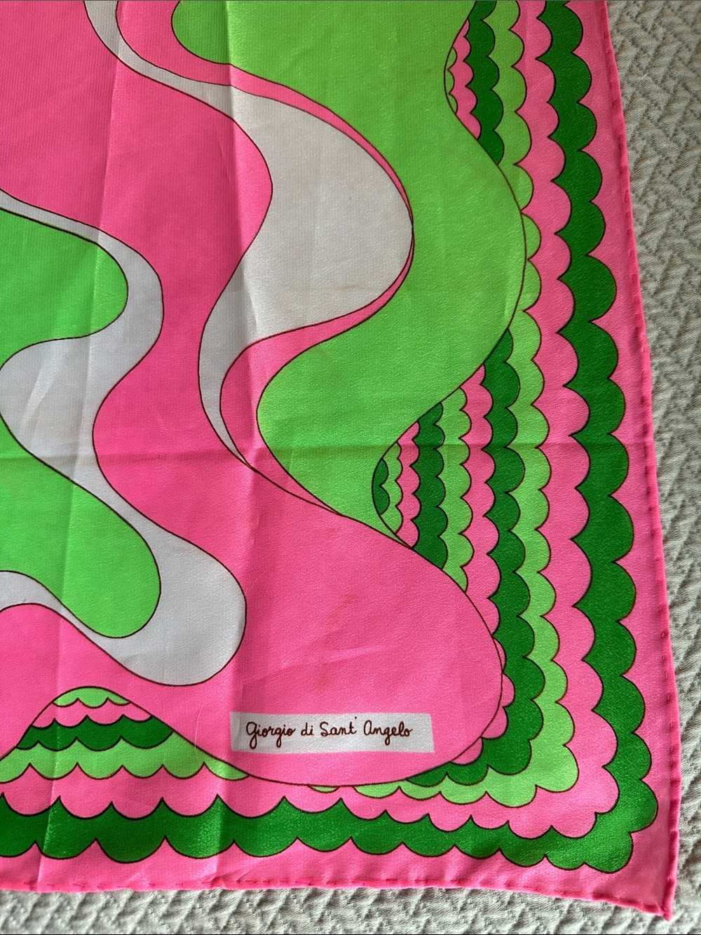 Green and Pink Women's Fashion Scarf - Vibrant Swirl Print - Picture 4 of 16